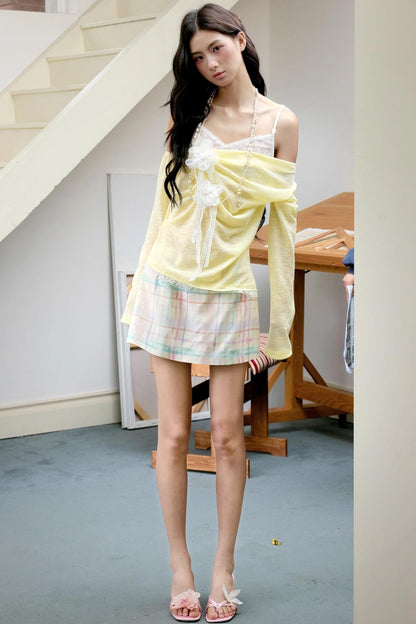 Pale Yellow Lace Knitted Top