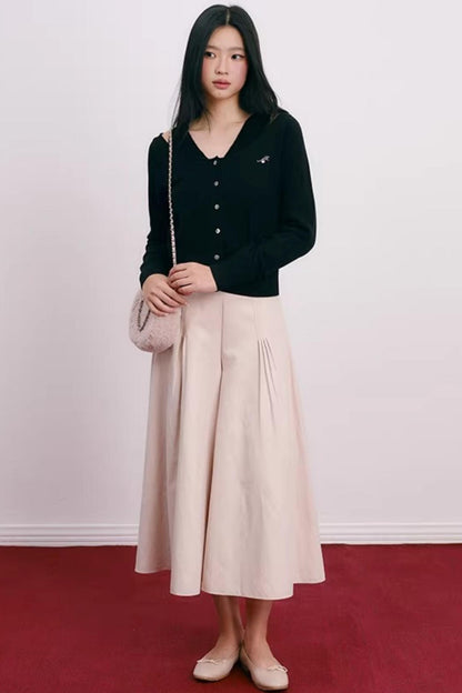 Vintage Pleated Wide-Leg Skirt Pants