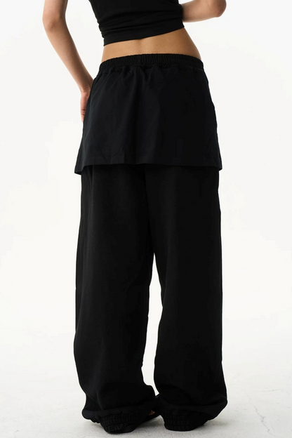 Fake Two-Layer Drawstring Pants