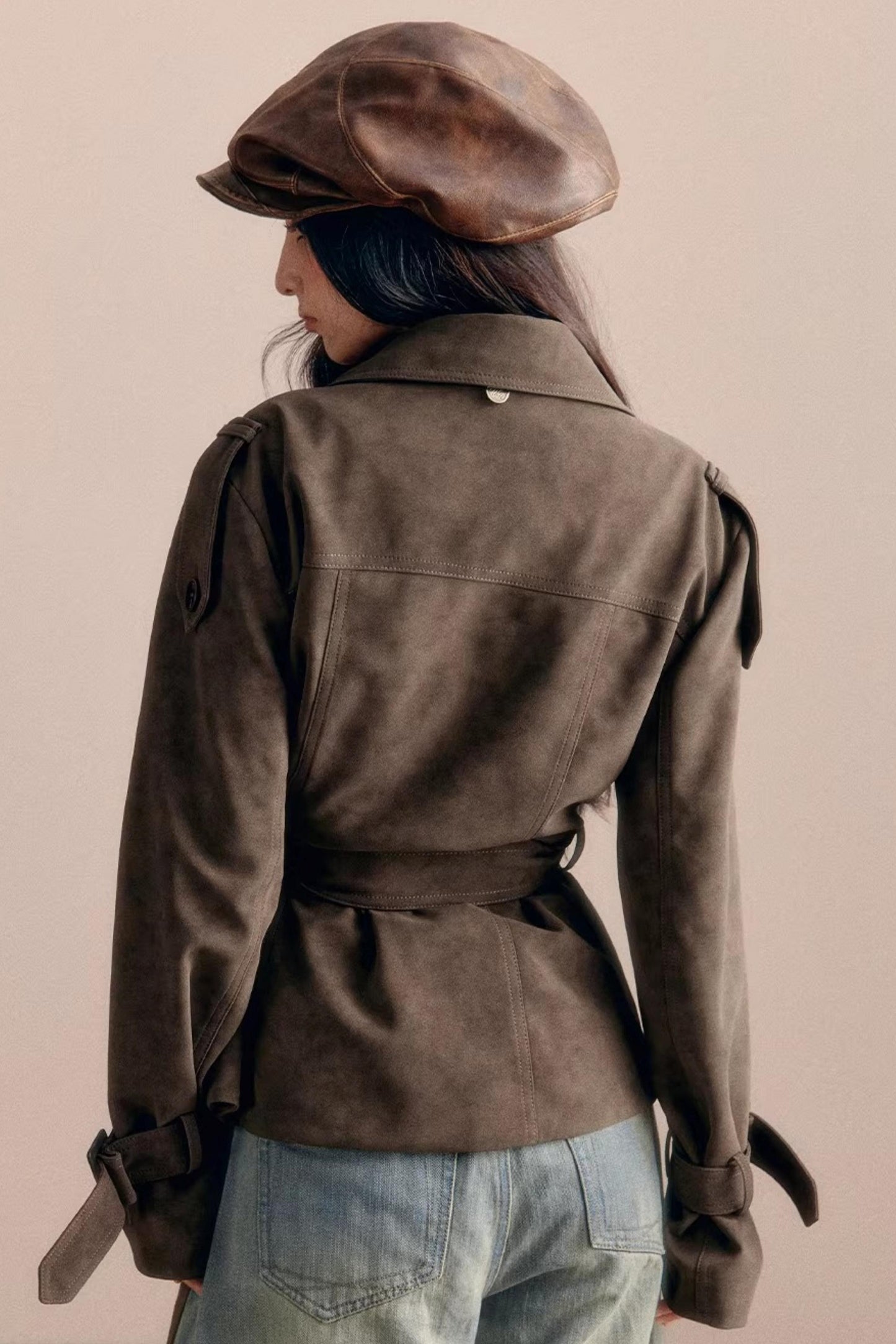Vintage Windjacke aus Wildlederimitat