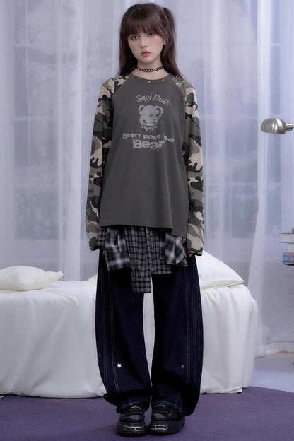 Camouflage Raglan Sleeve T-shirt