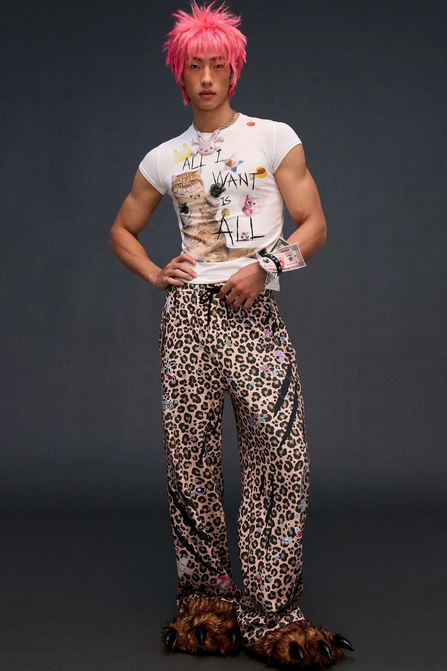 Cat Print Slim Fit Top