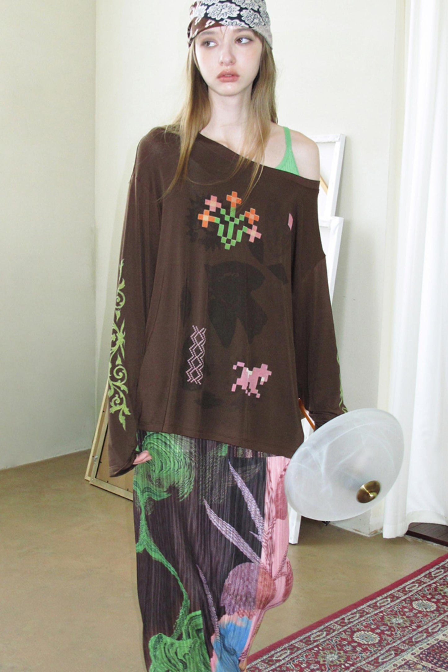 Vintage Mosaic Slanted Shoulder T-Shirt