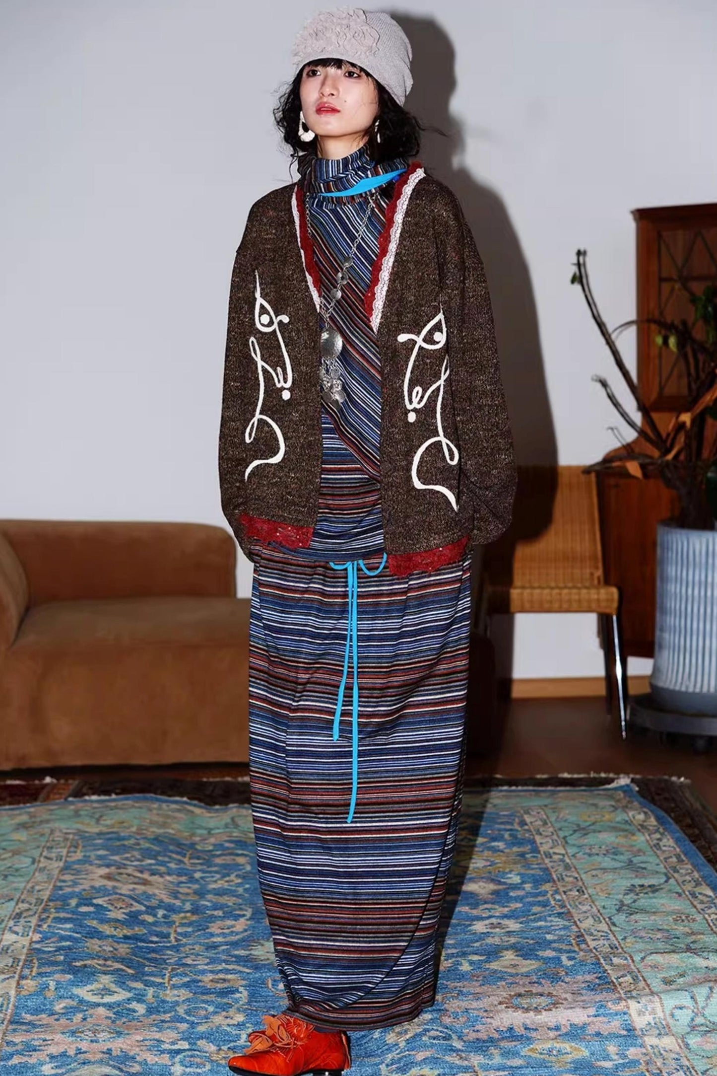 Retro Lace Knitted Cardigan