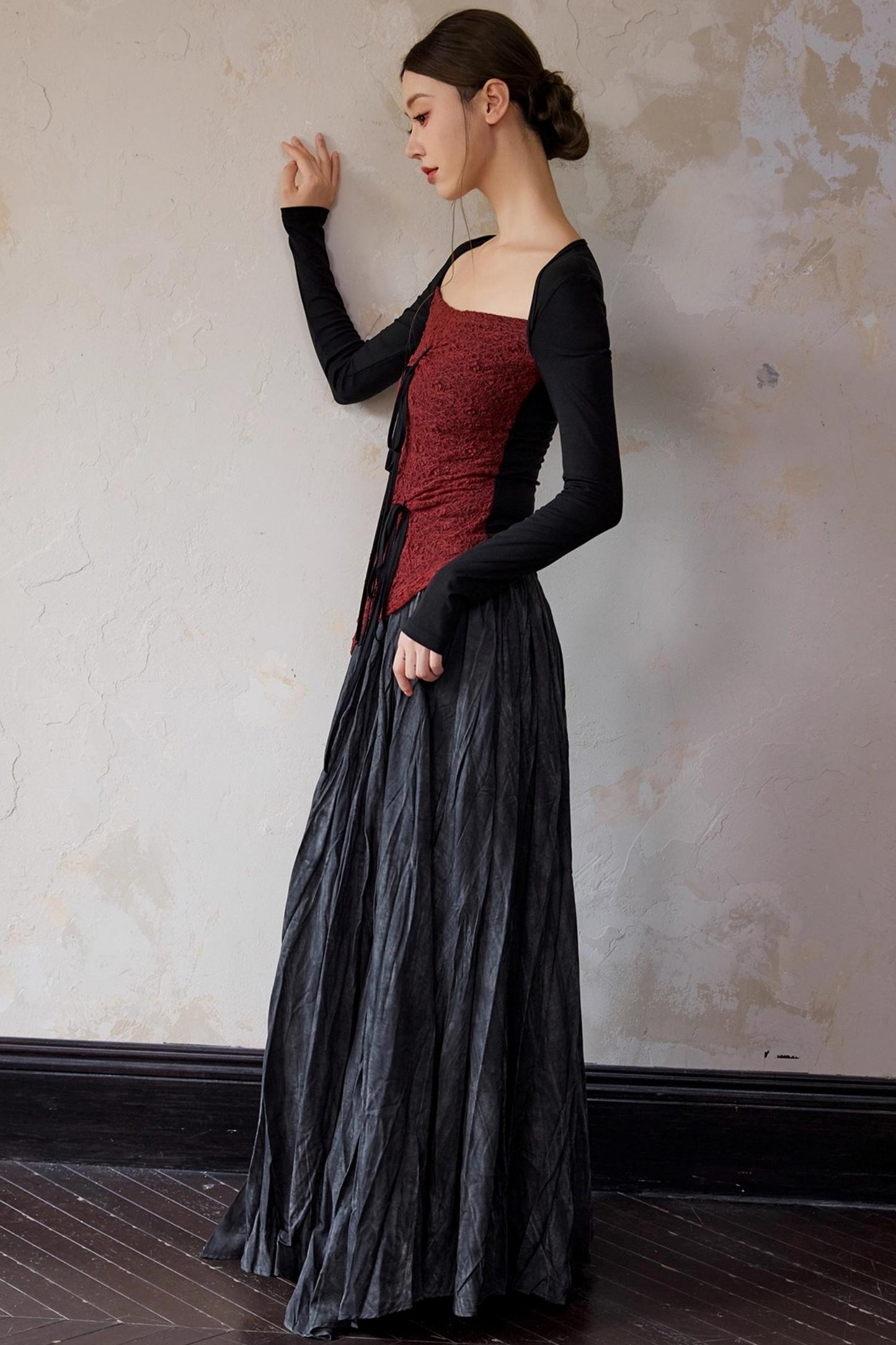 Brick Red Square Neck Pullover Top