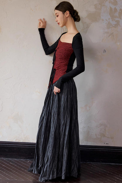 Brick Red Square Neck Pullover Top