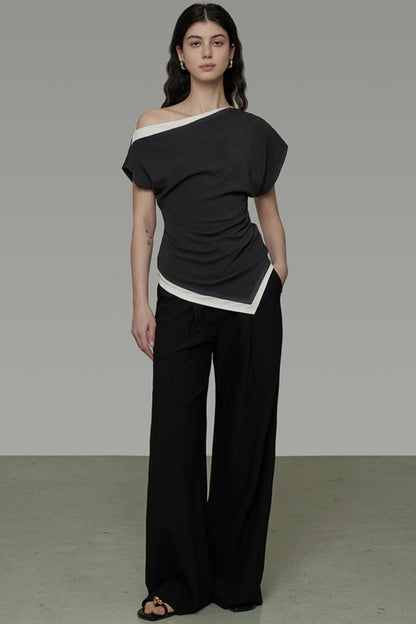 Irregular Hem Strapless Knit Top