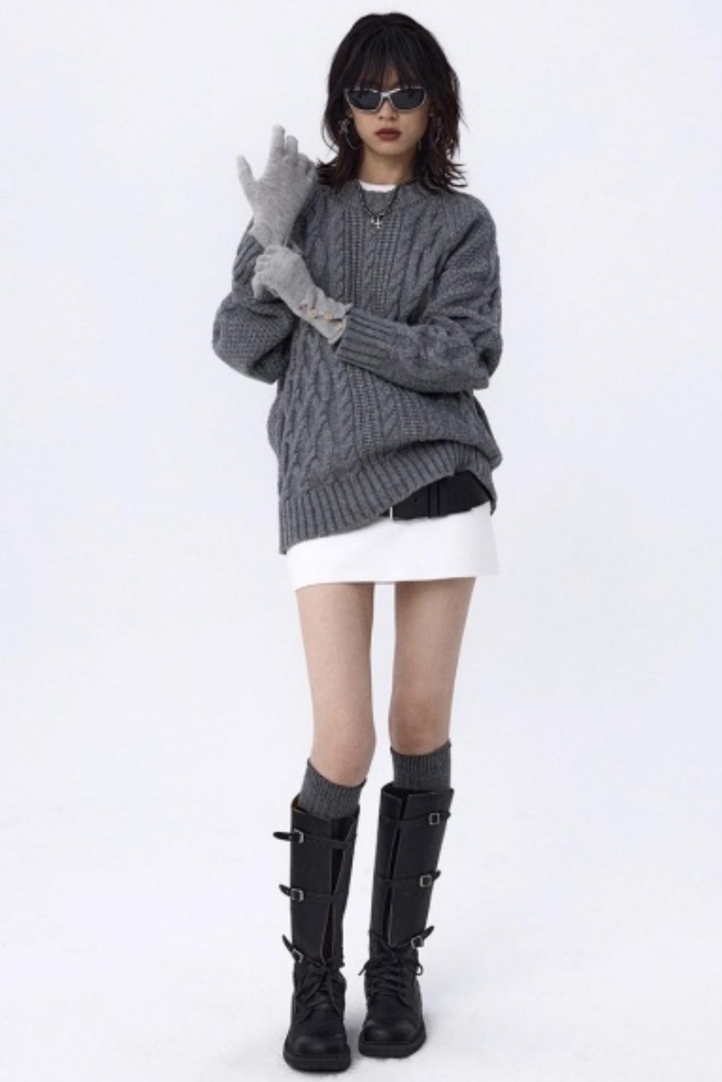 Vintage Paris Gray Knit Scarf