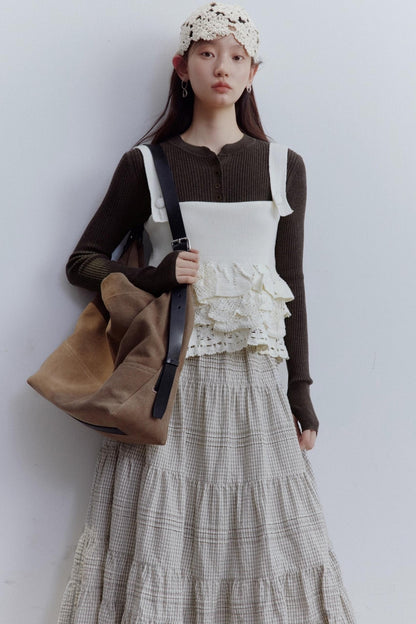 Check Layered Cake Skirt