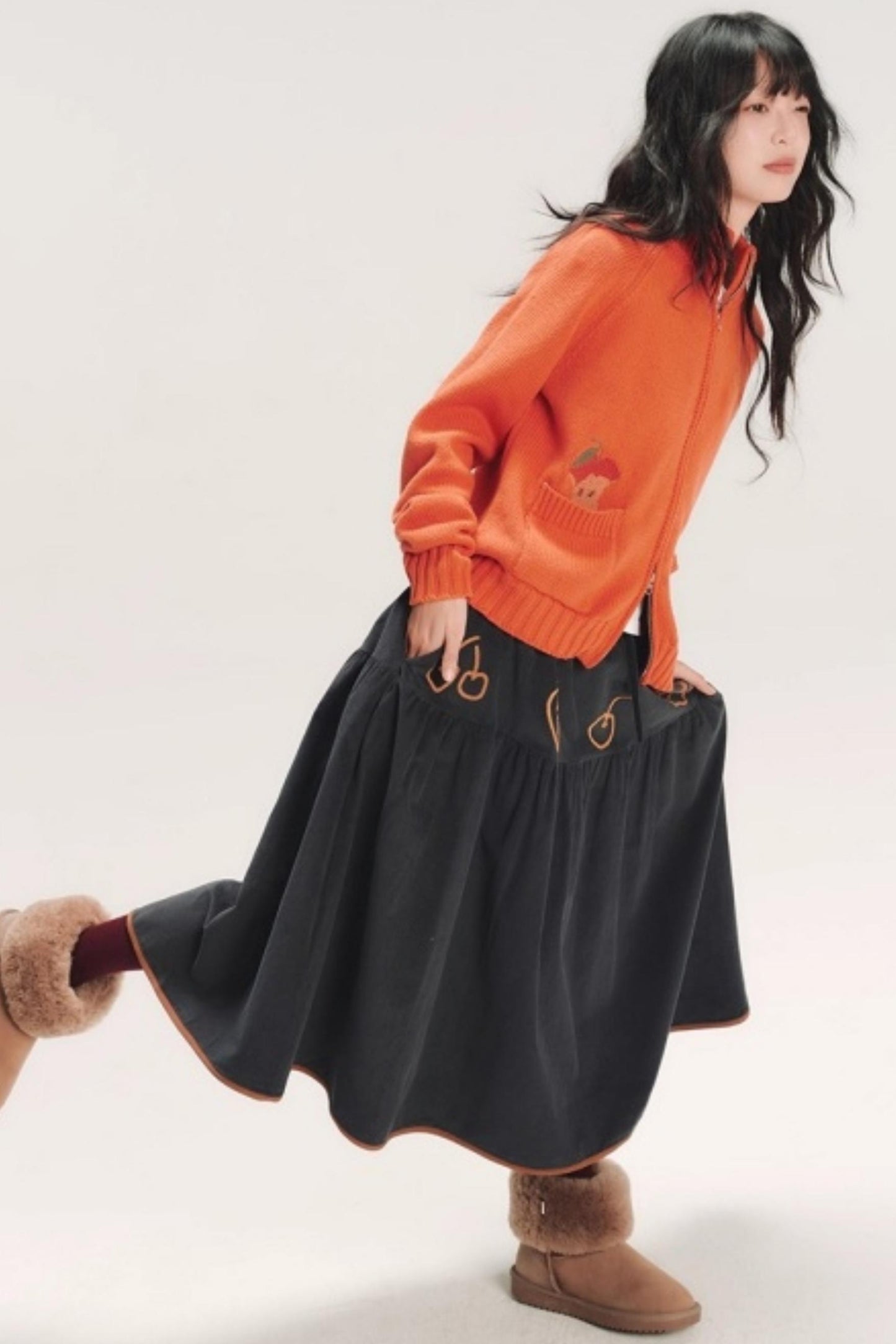 Hand-Painted Corduroy Skirt