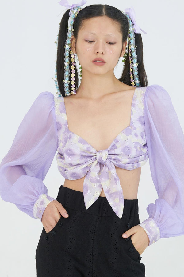 Floral Bubble Sleeve Shirt