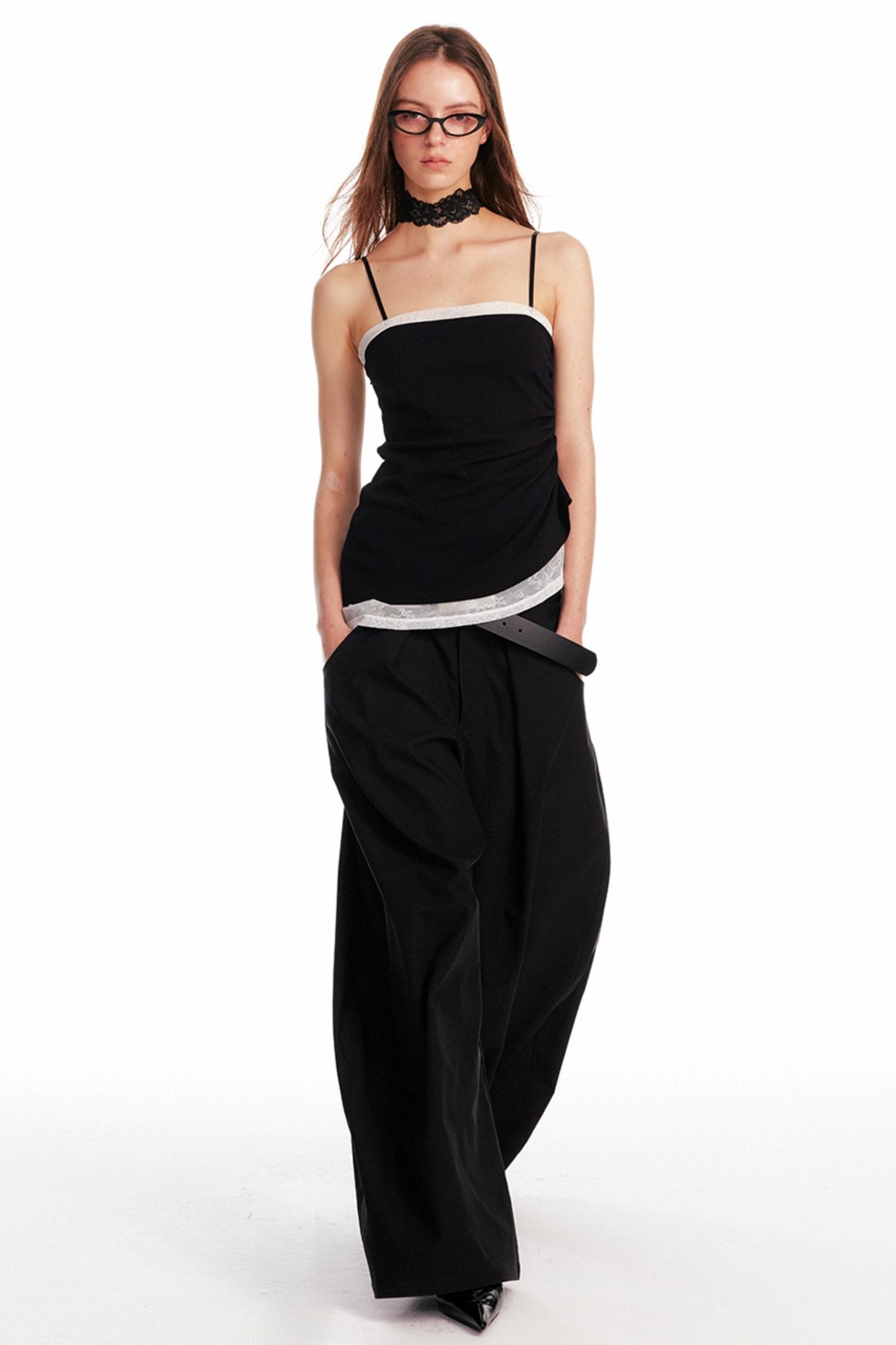 Pleated Lace Camisole