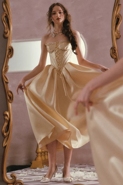 Satin-Spitzen-Korsettkleid