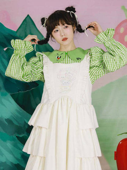 Cat Embroidery Lolita Apron Style Dress