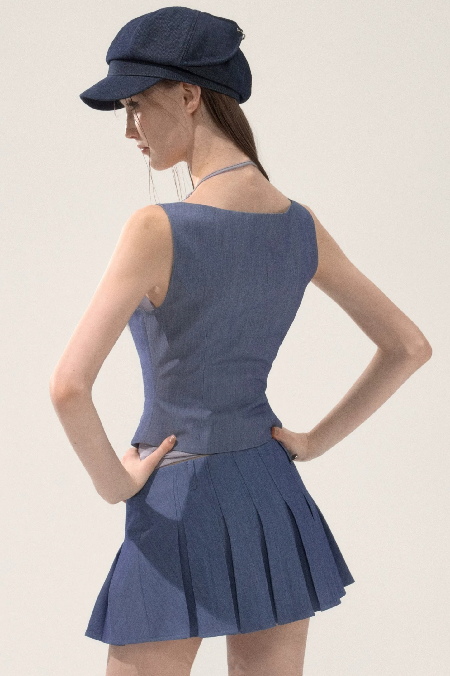 Pleated Low Waist Skirt