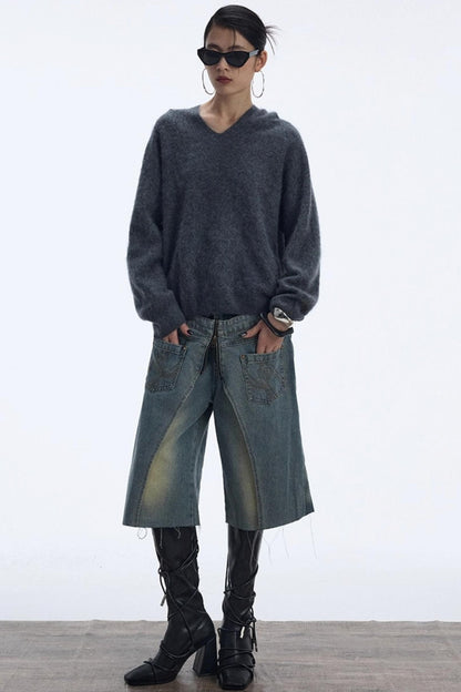 Distressed Denim Shorts