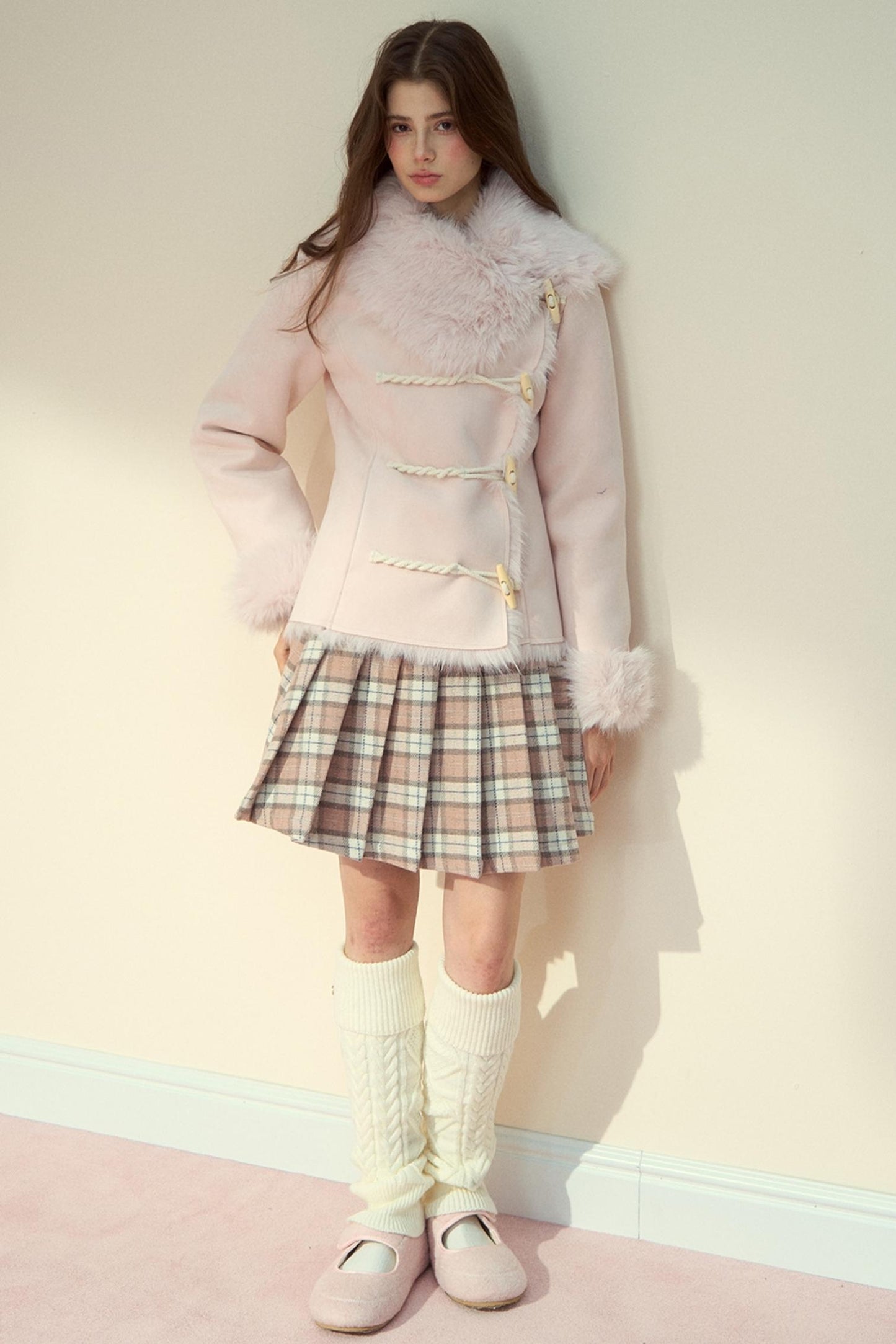 Vintage Khaki Pink Suede Fleece Jacket