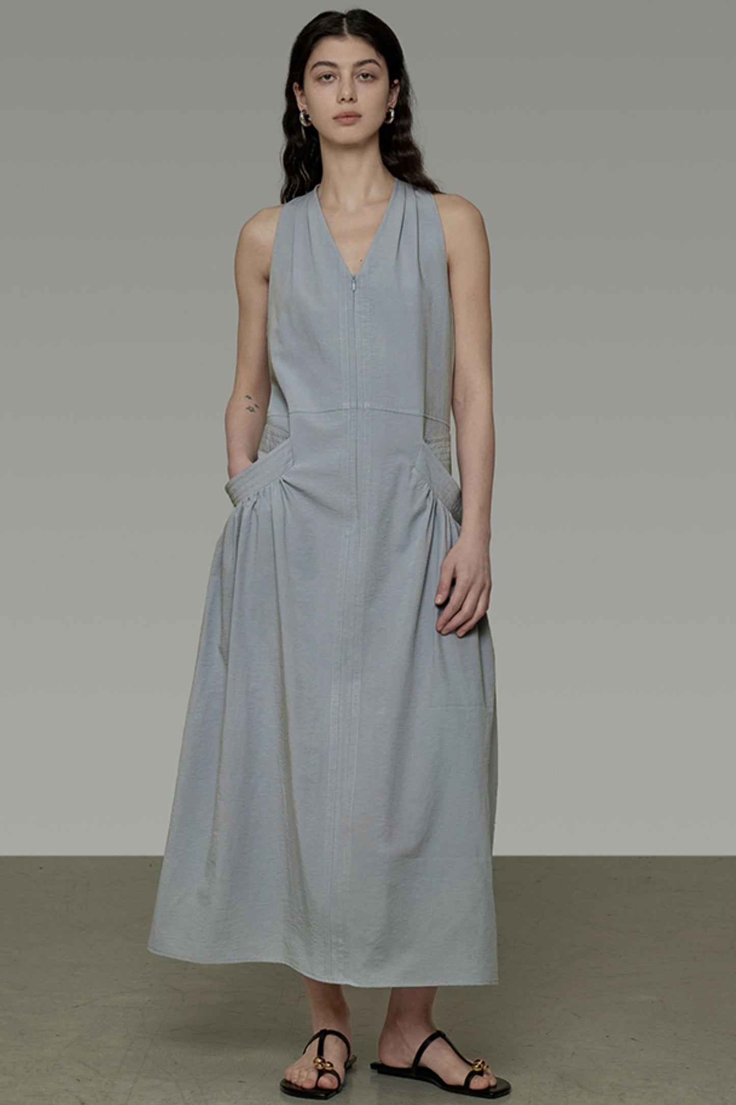 V-Neck Pocket Maxi Dress