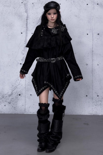 Dark Punk Patchwork Midi Skirt