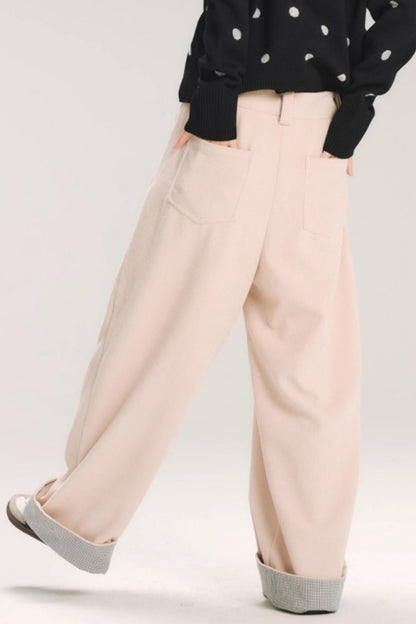 Hand-Painted Plaid Corduroy Pants