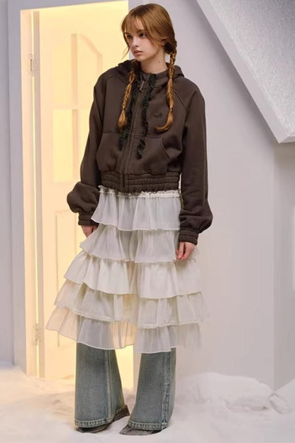 Hand-Dyed French Ruffled Skirt