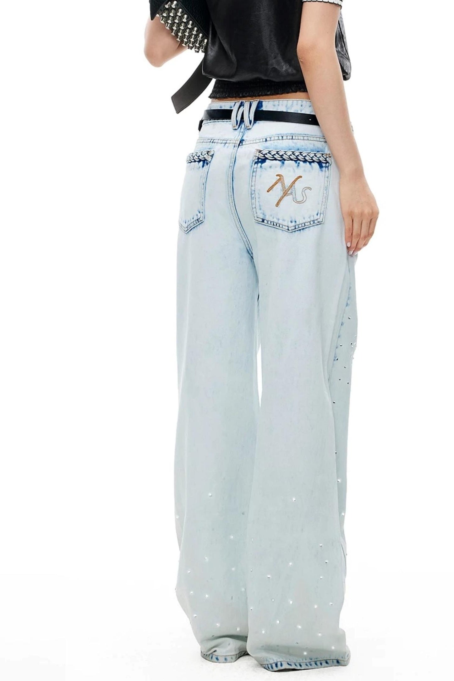Glitter Star Rhinestone Denim Pants