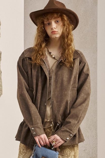 Drawstring Pleats Waist Jacket