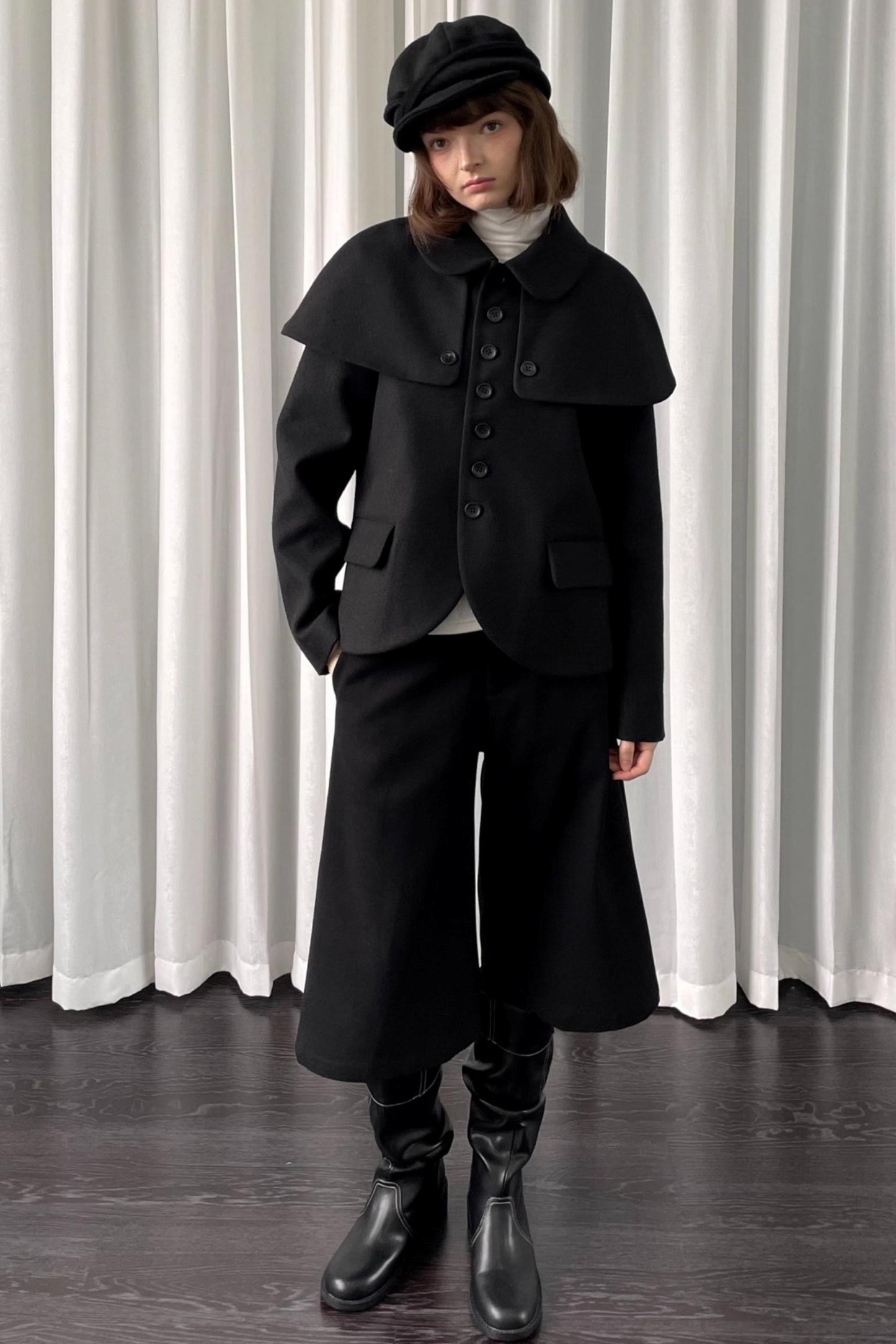 Versatile Black Woolen Suit Jacket