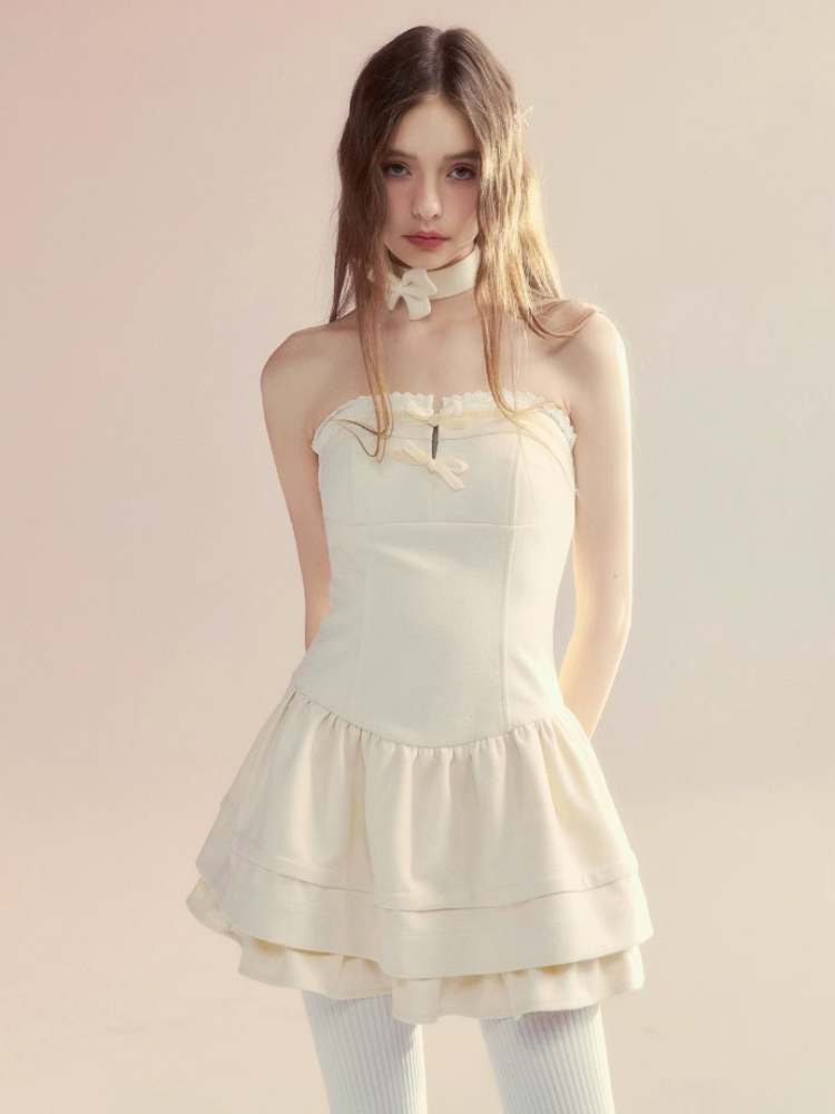 "Butterfly Swan Dream" Tube Top Puffy Dress