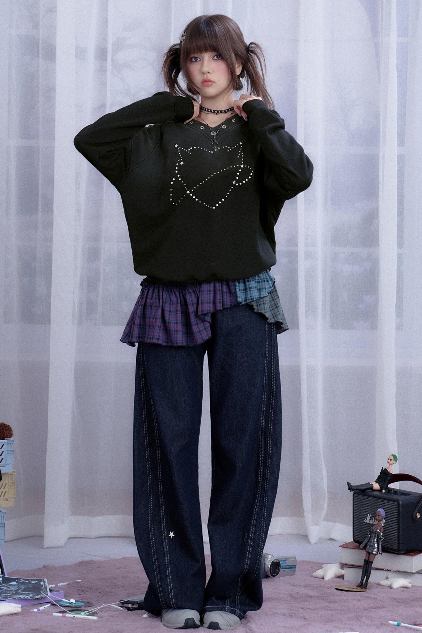 Versatile Sweet Black Dress & Skirt Set-Up