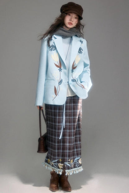 Floral Vintage Front Slit Skirt