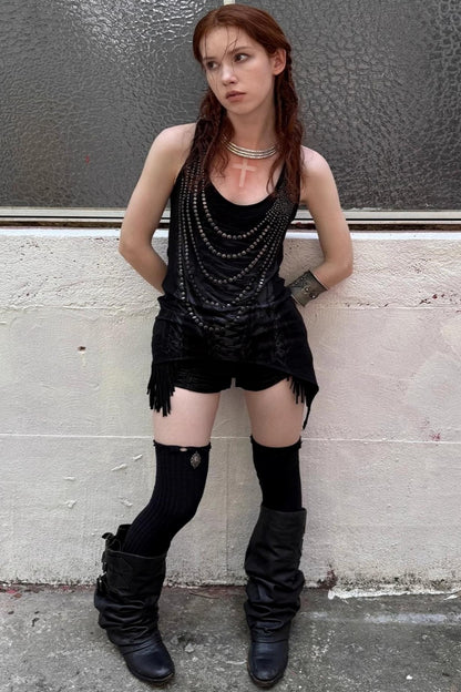 Rhinestone Long Tank Top