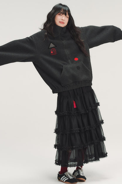 Colorful Plaid Fleece Sweatshirt