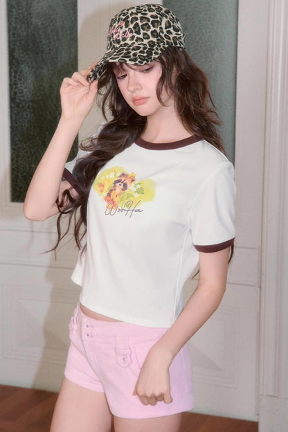 Cute Illustration Print Short Sleeve T-Shirt