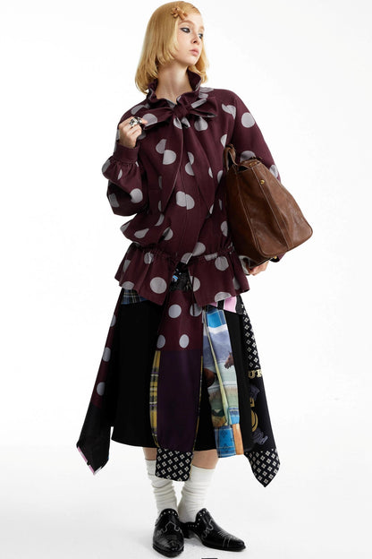 Street Print Deconstructed Stitched Skirt