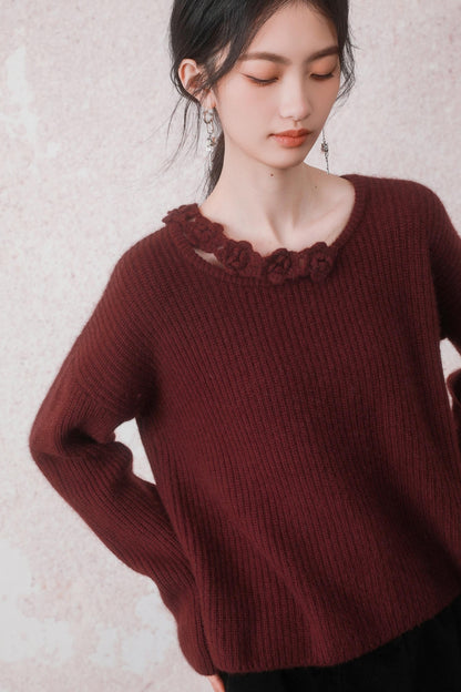 Elegant Red Knit Pullover