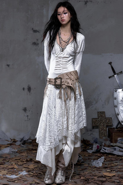 Vintage Punk Fringe Leather Belt