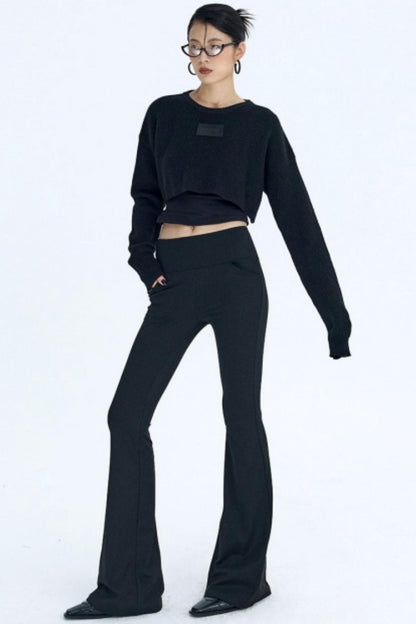 Black Fleece Flared Pants