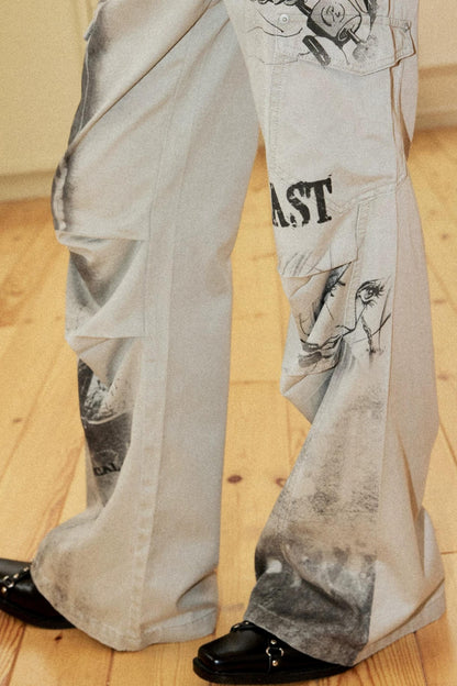 Distressed Patchwork Flared Pants