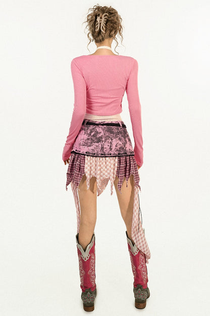 Summer Embroidered Pink Cardigan Set