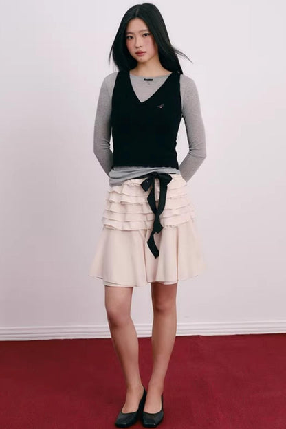Korean Lace Bowknot Top