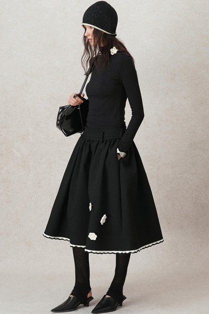 Handmade Contrast A-line Skirt