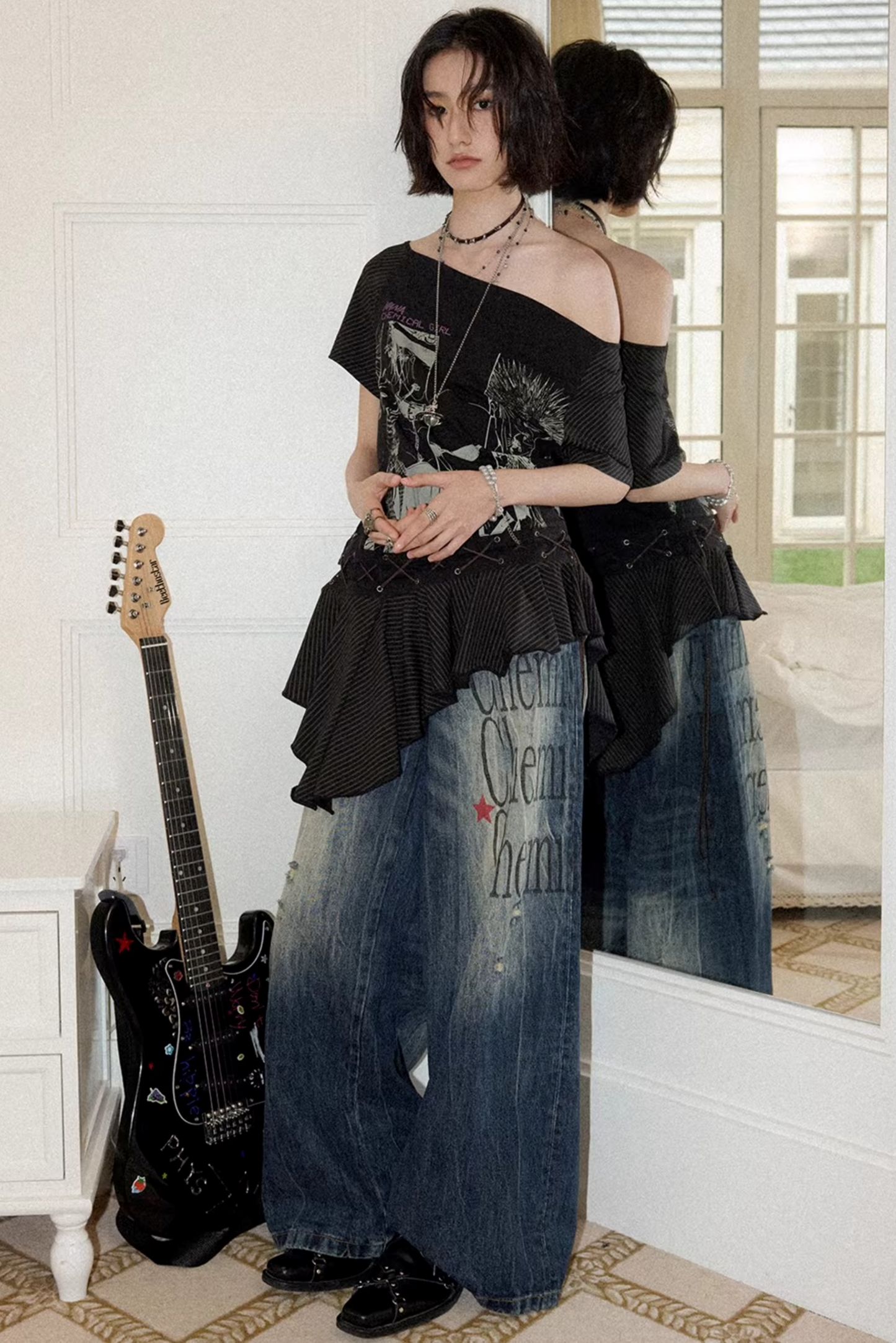 High-Waisted Flared Jeans