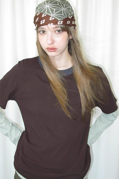 Fake Two-Piece Contrast Long Sleeve T-shirt