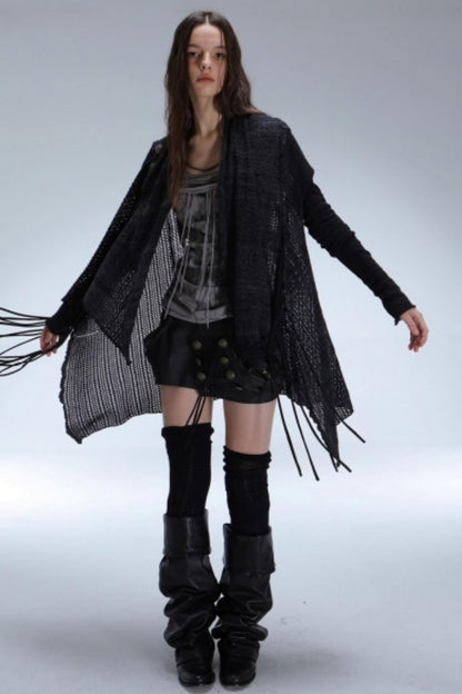 Bohemian Wool Fringed Cardigan