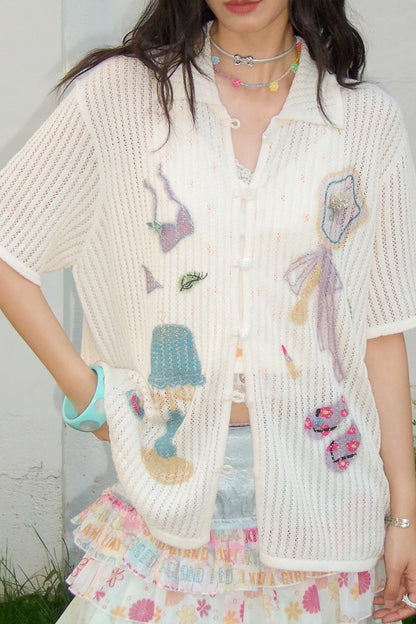 Off-White Woolen Striped Blouse