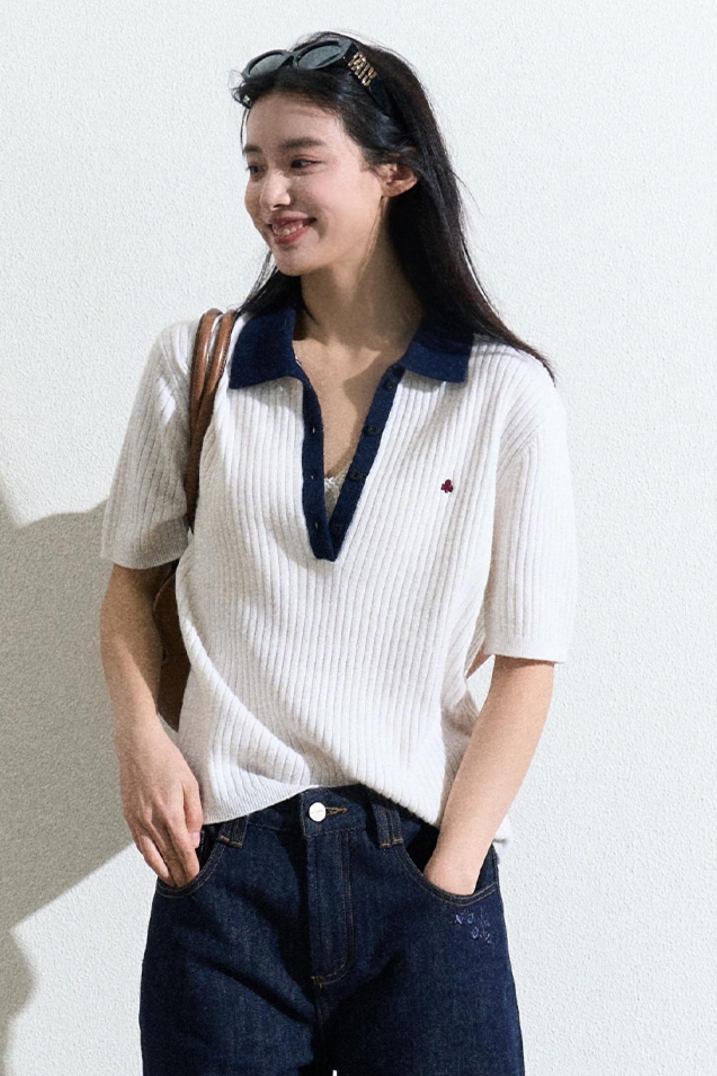 Elegance Polo Knit Top