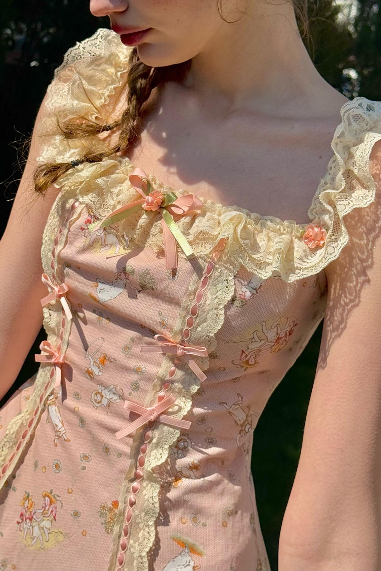 Pink Almond Lace Halter Dress