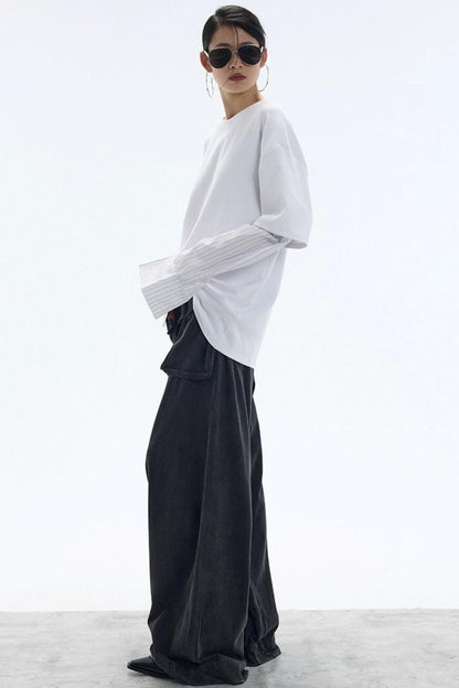 White Striped Crew Neck T-Shirt