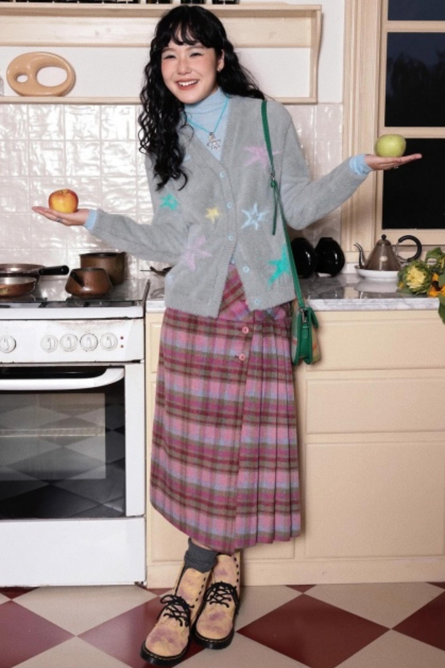 Wool Plaid A-Line Skirt